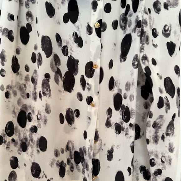 Escada Cream and Black Tie Front Blouse - Picture 2 of 4